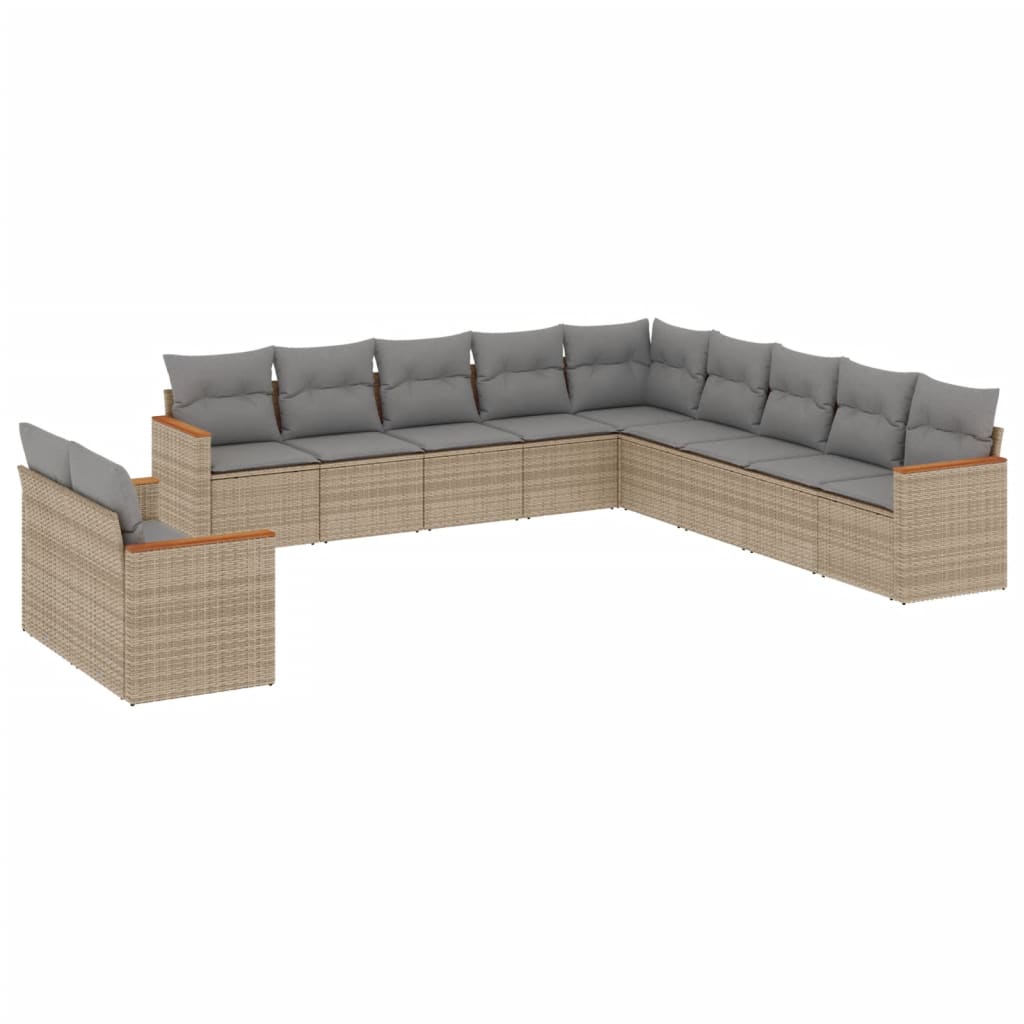 sofasæt til haven 11 dele med hynder polyrattan beige