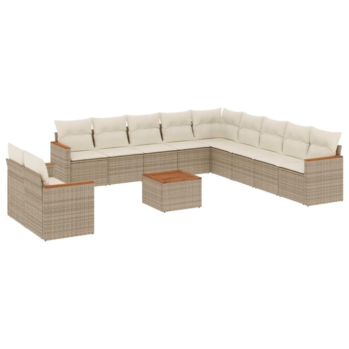 sofasæt til haven 12 dele med hynder polyrattan beige