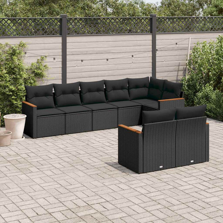 sofasæt til haven 8 dele med hynder polyrattan sort