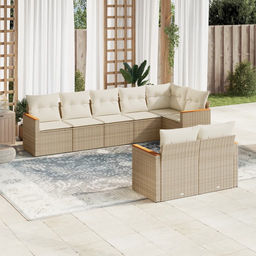 sofasæt til haven 8 dele med hynder polyrattan beige