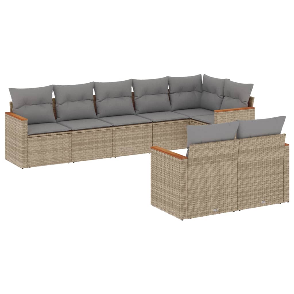 sofasæt til haven 8 dele med hynder polyrattan beige