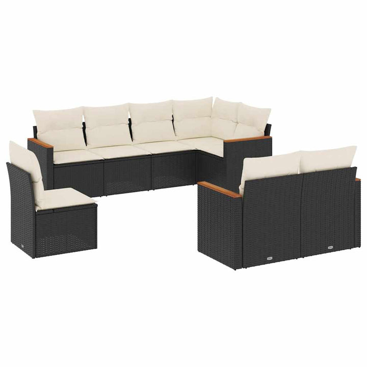 sofasæt til haven 8 dele med hynder polyrattan sort