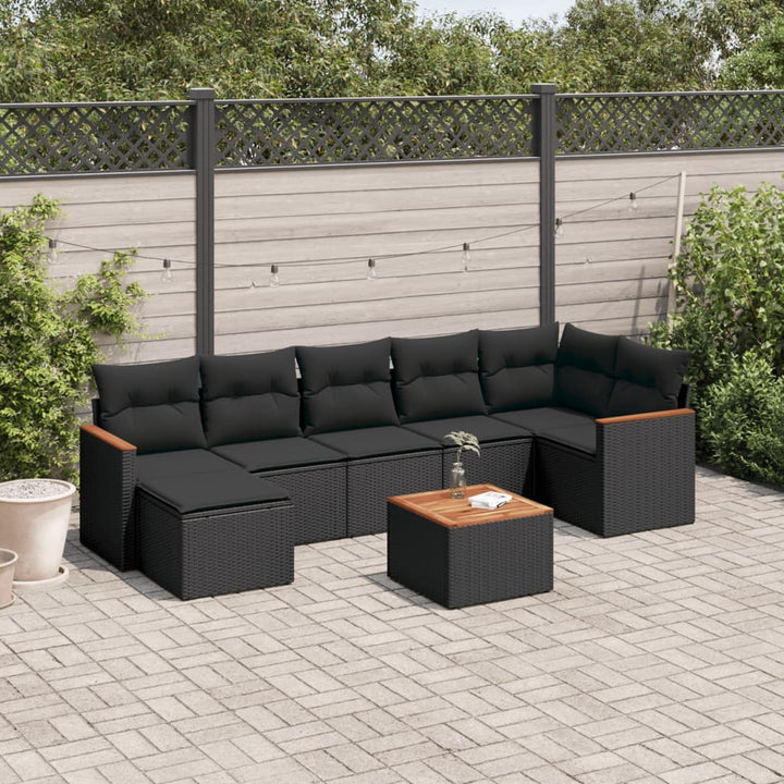 sofasæt til haven 8 dele med hynder polyrattan sort