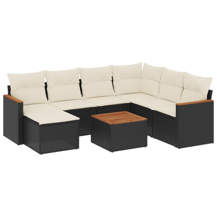 sofasæt til haven 8 dele med hynder polyrattan sort