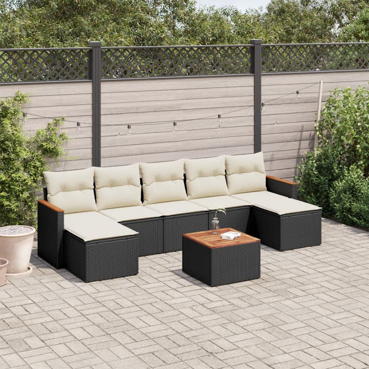 sofasæt til haven 8 dele med hynder polyrattan sort