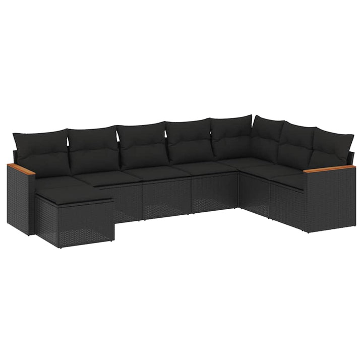 sofasæt til haven 8 dele med hynder polyrattan sort