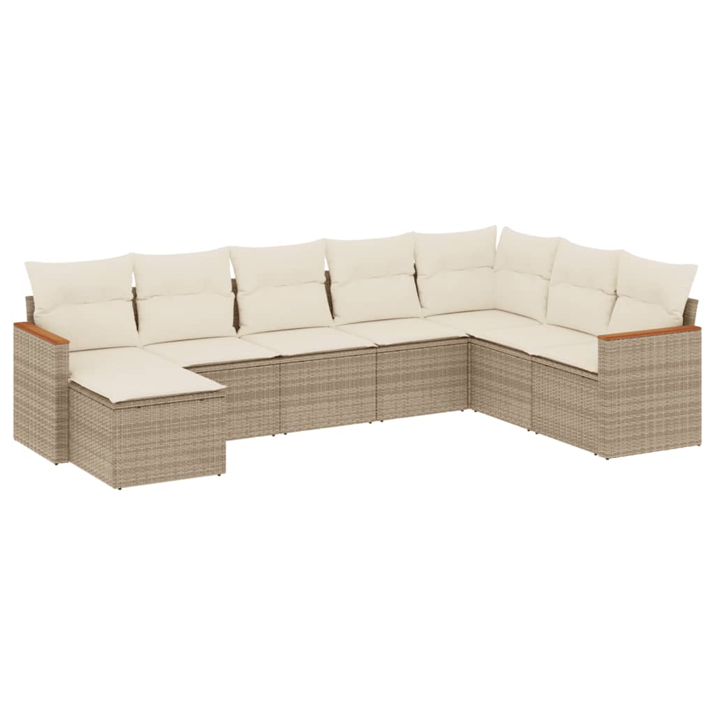 sofasæt til haven 8 dele med hynder polyrattan beige
