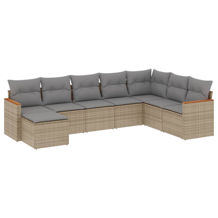 sofasæt til haven 8 dele med hynder polyrattan beige