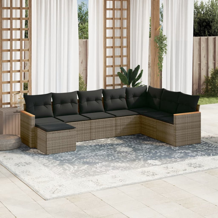 sofasæt til haven 8 dele med hynder polyrattan grå