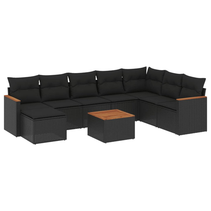 sofasæt til haven 9 dele med hynder polyrattan sort