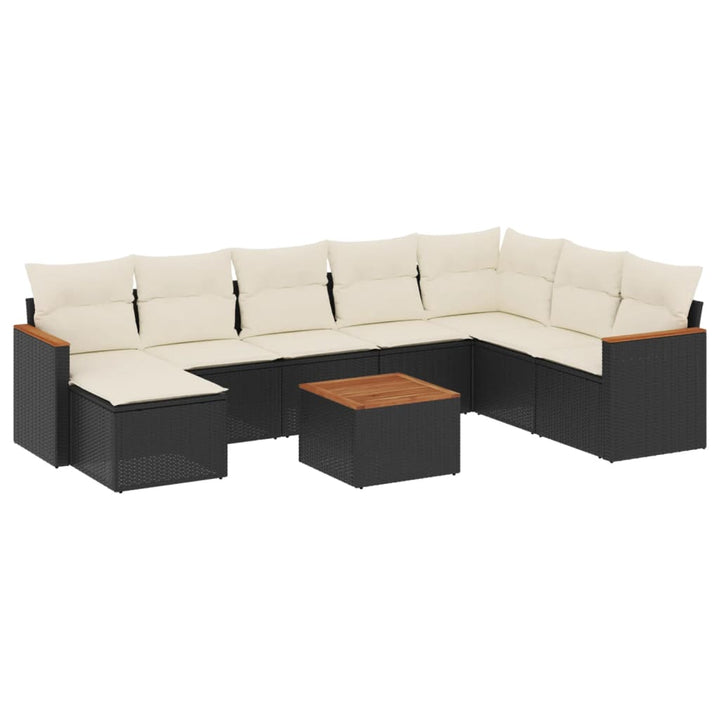 sofasæt til haven 9 dele med hynder polyrattan sort