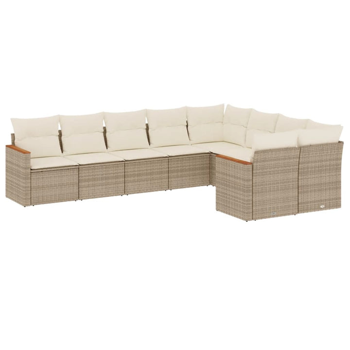 sofasæt til haven 9 dele med hynder polyrattan beige
