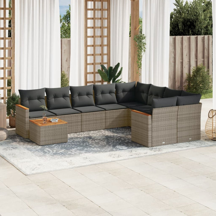 sofasæt til haven 10 dele med hynder polyrattan grå