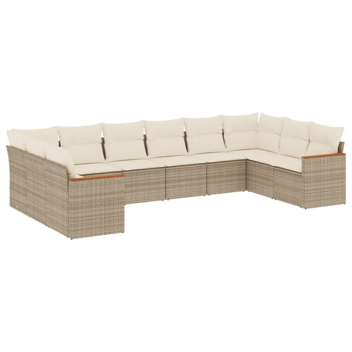 sofasæt til haven 10 dele med hynder polyrattan beige