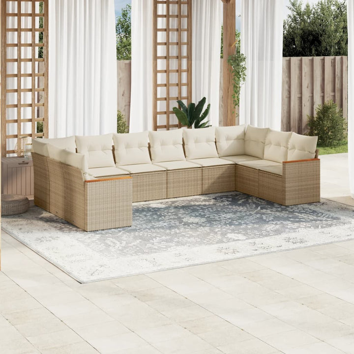 sofasæt til haven 10 dele med hynder polyrattan beige