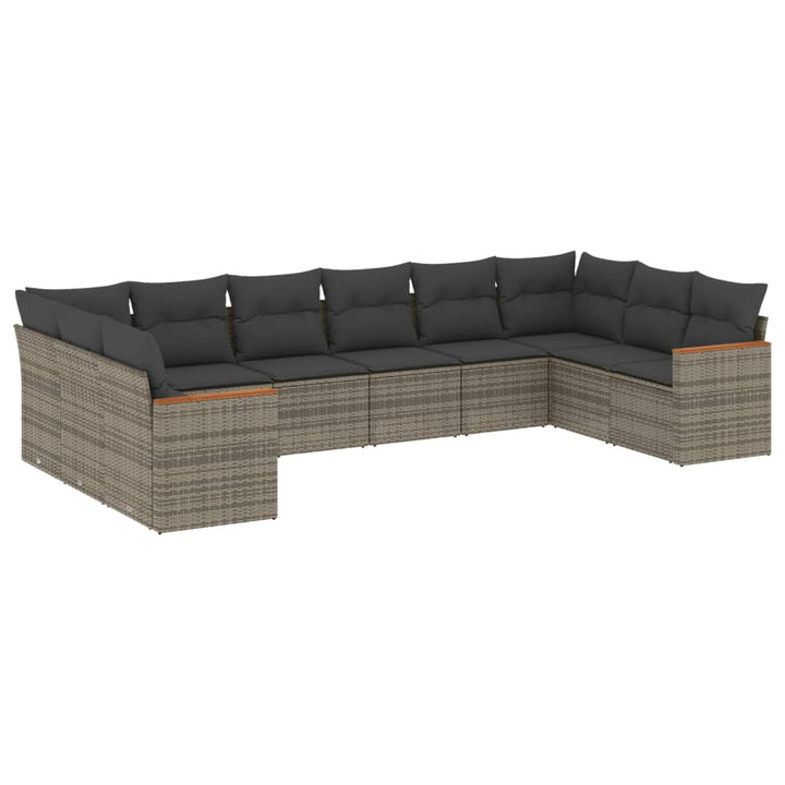 sofasæt til haven 10 dele med hynder polyrattan grå