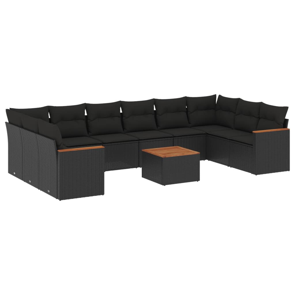 sofasæt til haven 11 dele med hynder polyrattan sort