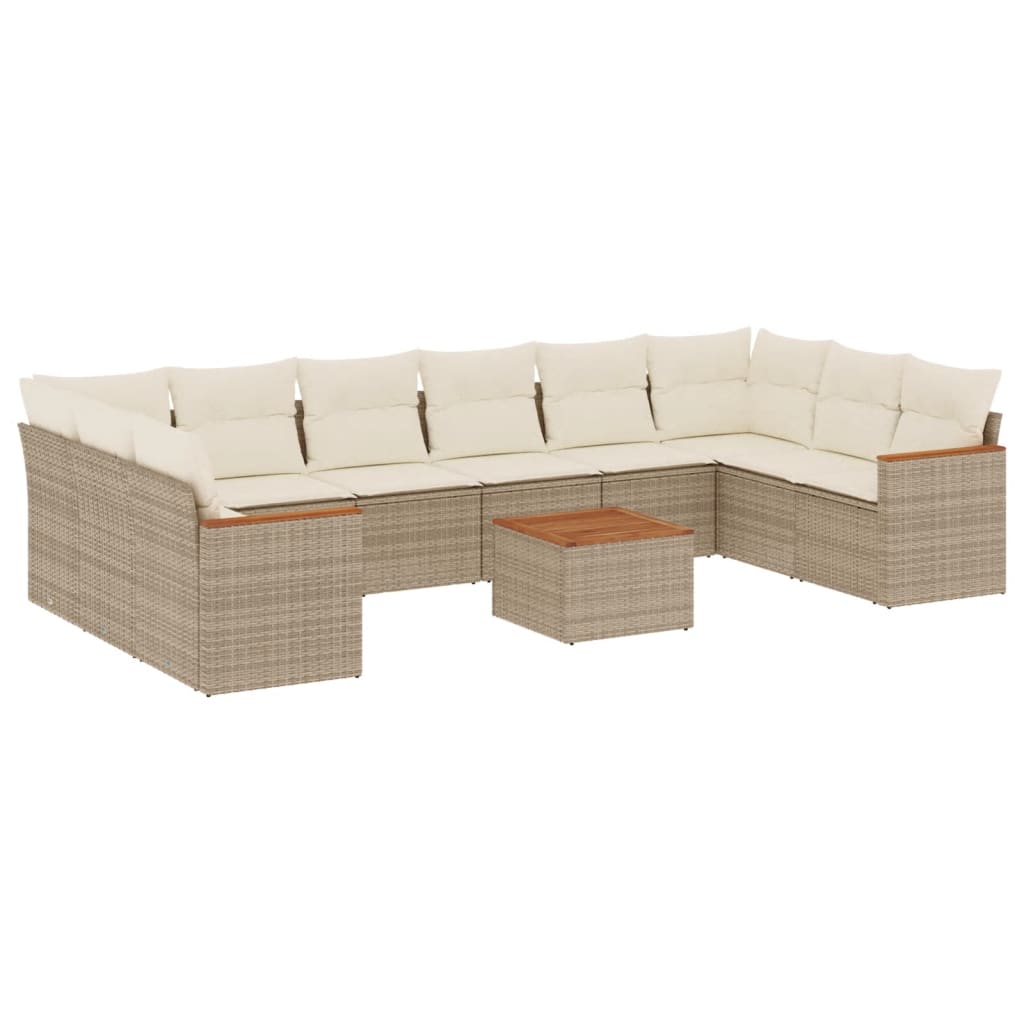 sofasæt til haven 11 dele med hynder polyrattan beige