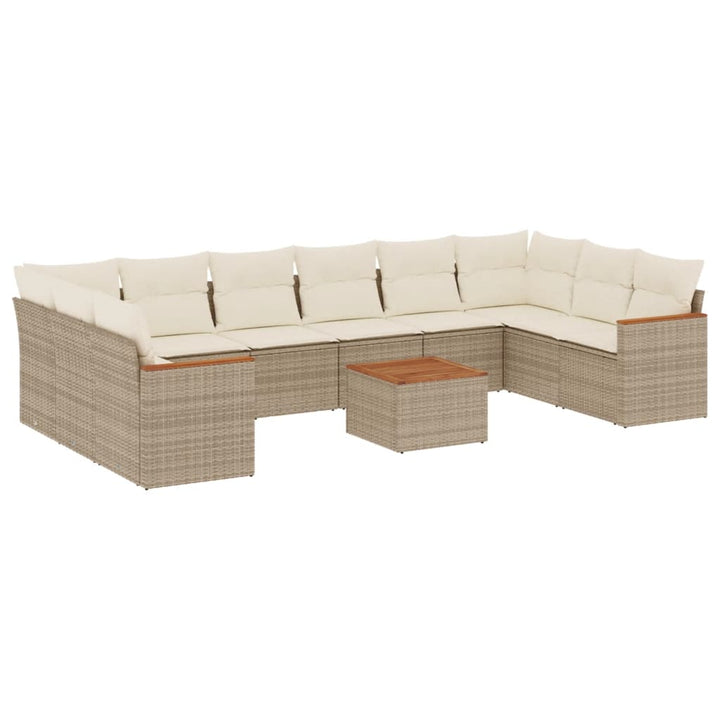 sofasæt til haven 11 dele med hynder polyrattan beige