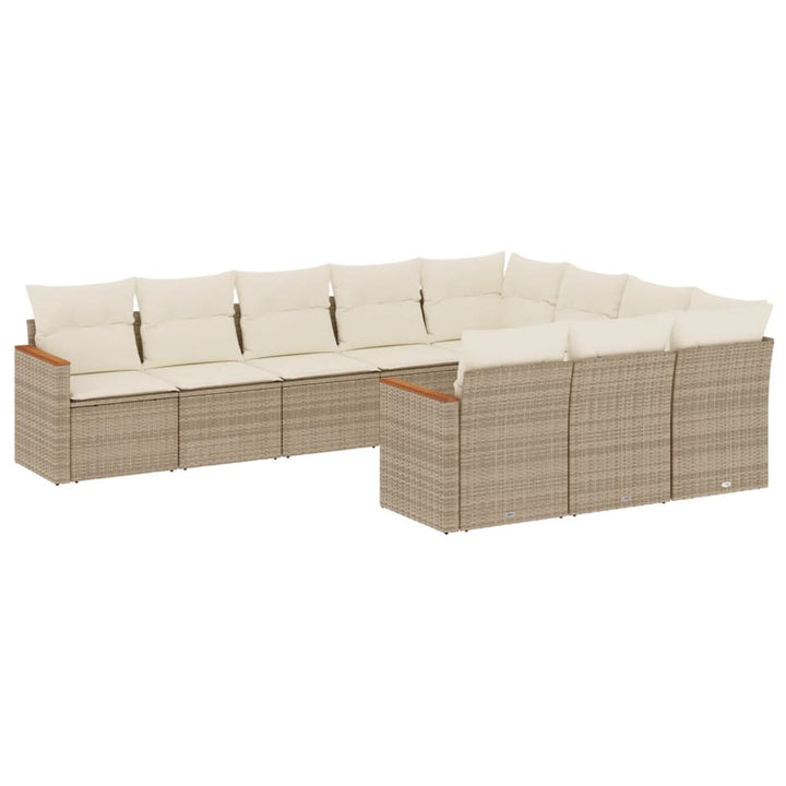 sofasæt til haven 10 dele med hynder polyrattan beige