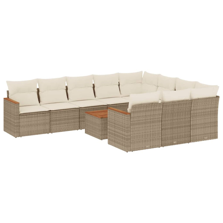 sofasæt til haven 11 dele med hynder polyrattan beige