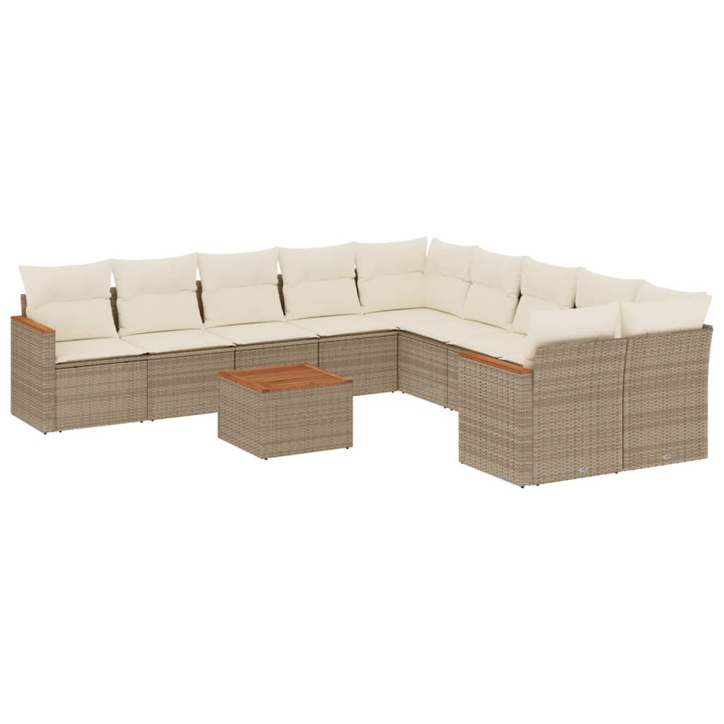 sofasæt til haven 11 dele med hynder polyrattan beige
