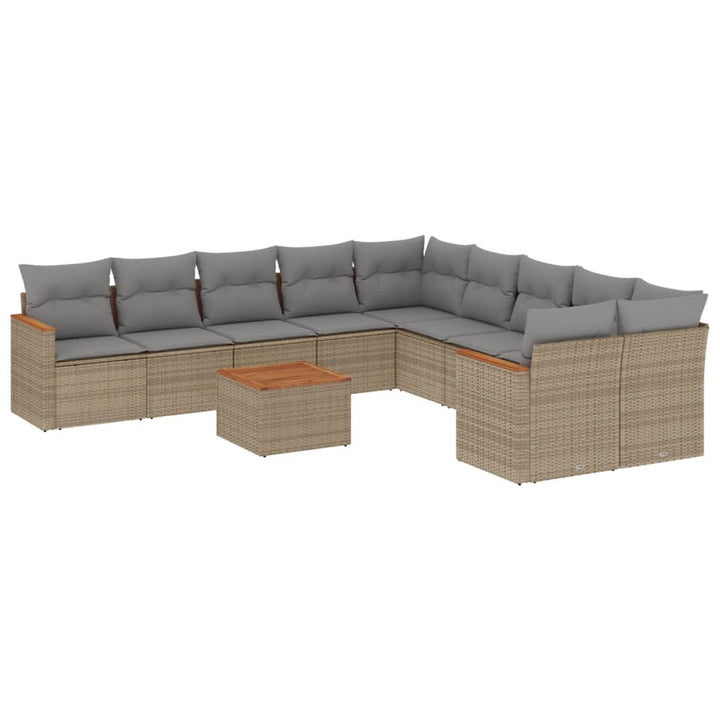sofasæt til haven 11 dele med hynder polyrattan beige