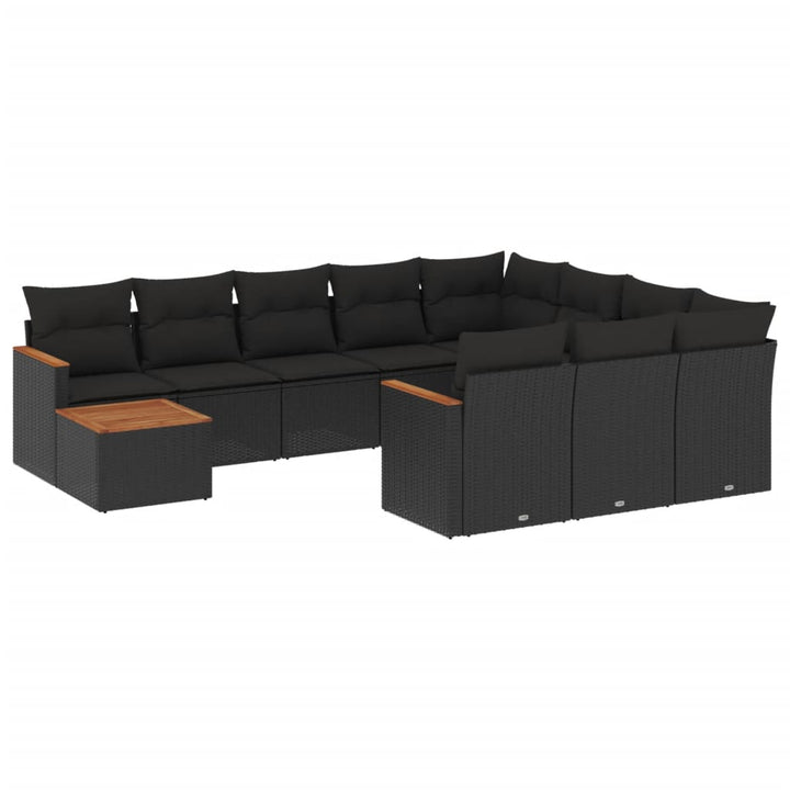 sofasæt til haven 11 dele med hynder polyrattan sort