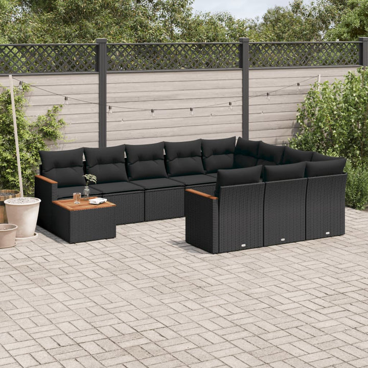 sofasæt til haven 11 dele med hynder polyrattan sort