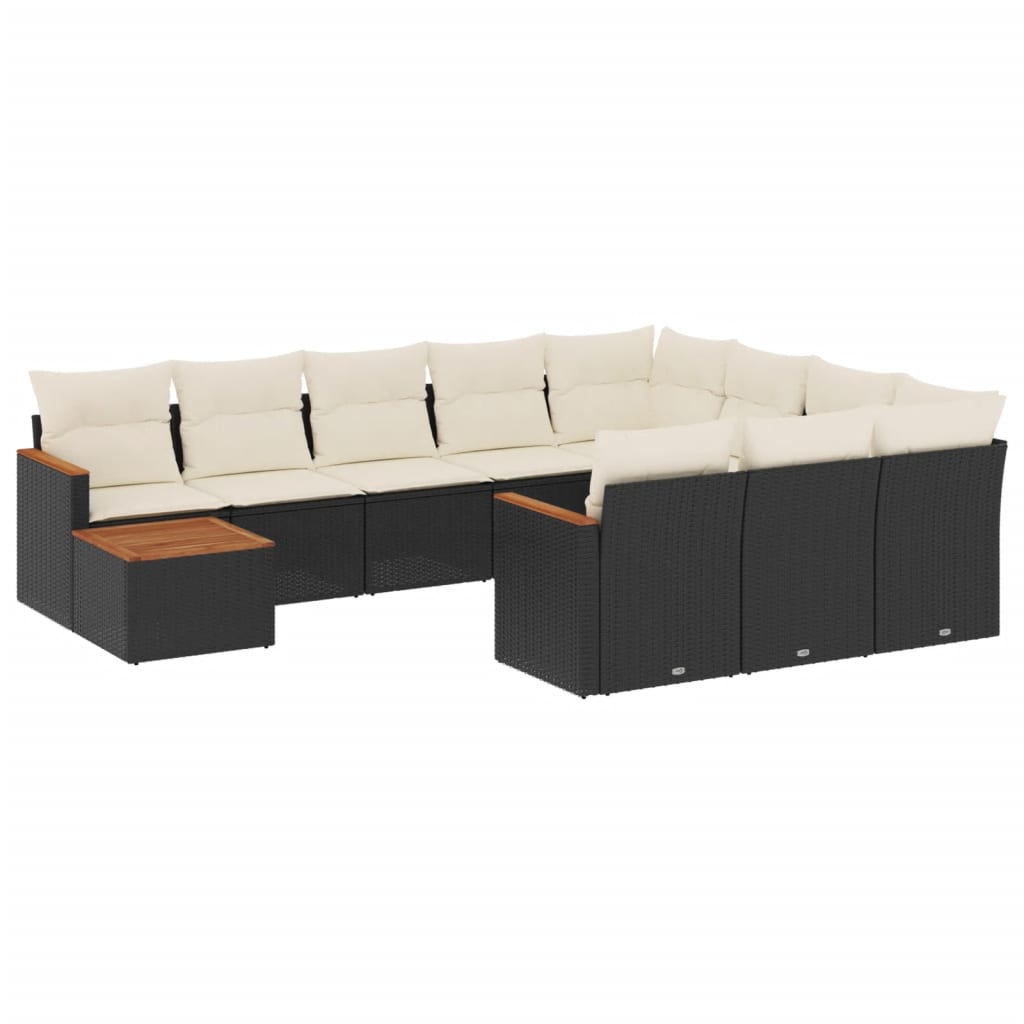 sofasæt til haven 11 dele med hynder polyrattan sort