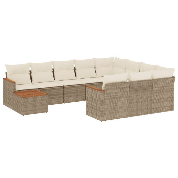 sofasæt til haven 11 dele med hynder polyrattan beige