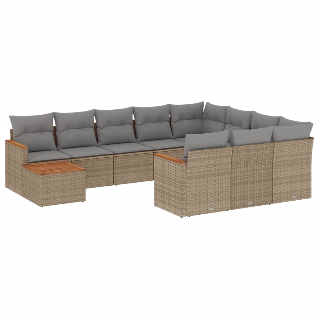 sofasæt til haven 11 dele med hynder polyrattan beige