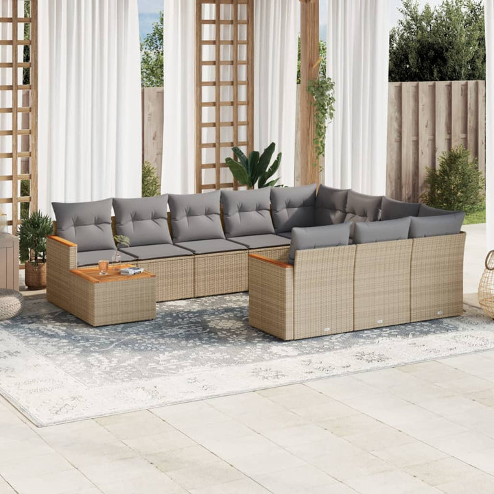 sofasæt til haven 11 dele med hynder polyrattan beige