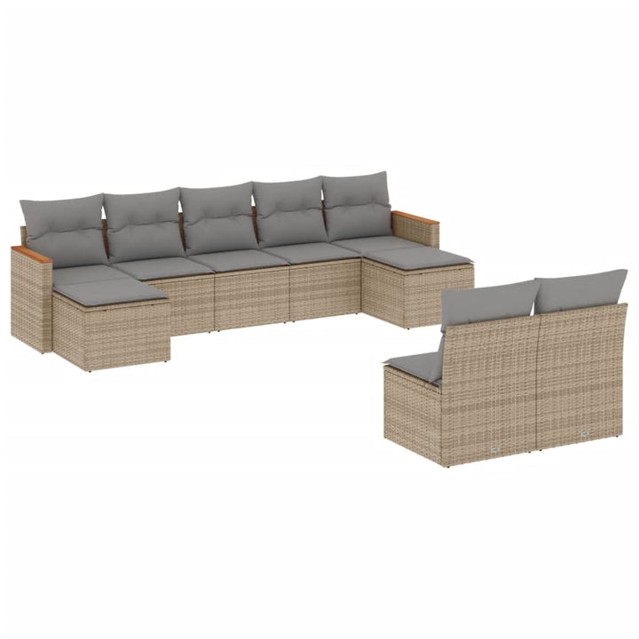sofasæt til haven 9 dele med hynder polyrattan beige