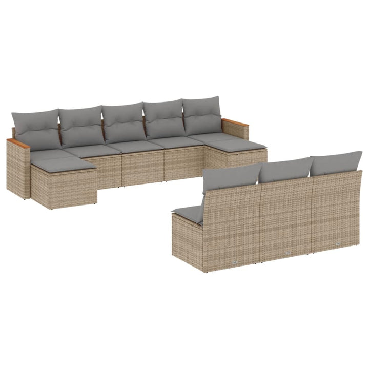 sofasæt til haven 10 dele med hynder polyrattan beige