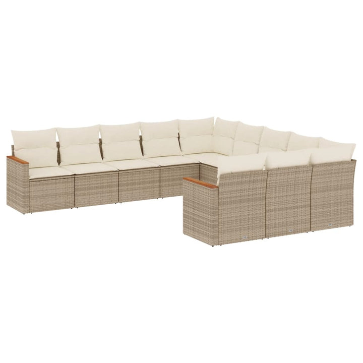 sofasæt til haven 11 dele med hynder polyrattan beige