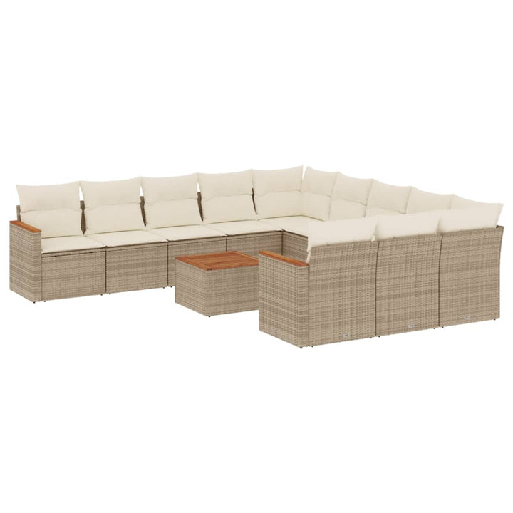 sofasæt til haven 12 dele med hynder polyrattan beige