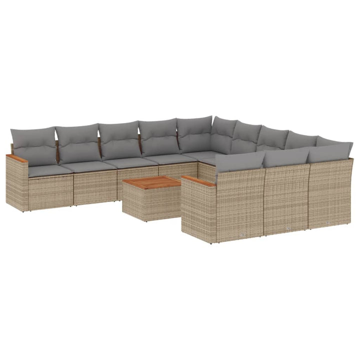 sofasæt til haven 12 dele med hynder polyrattan beige