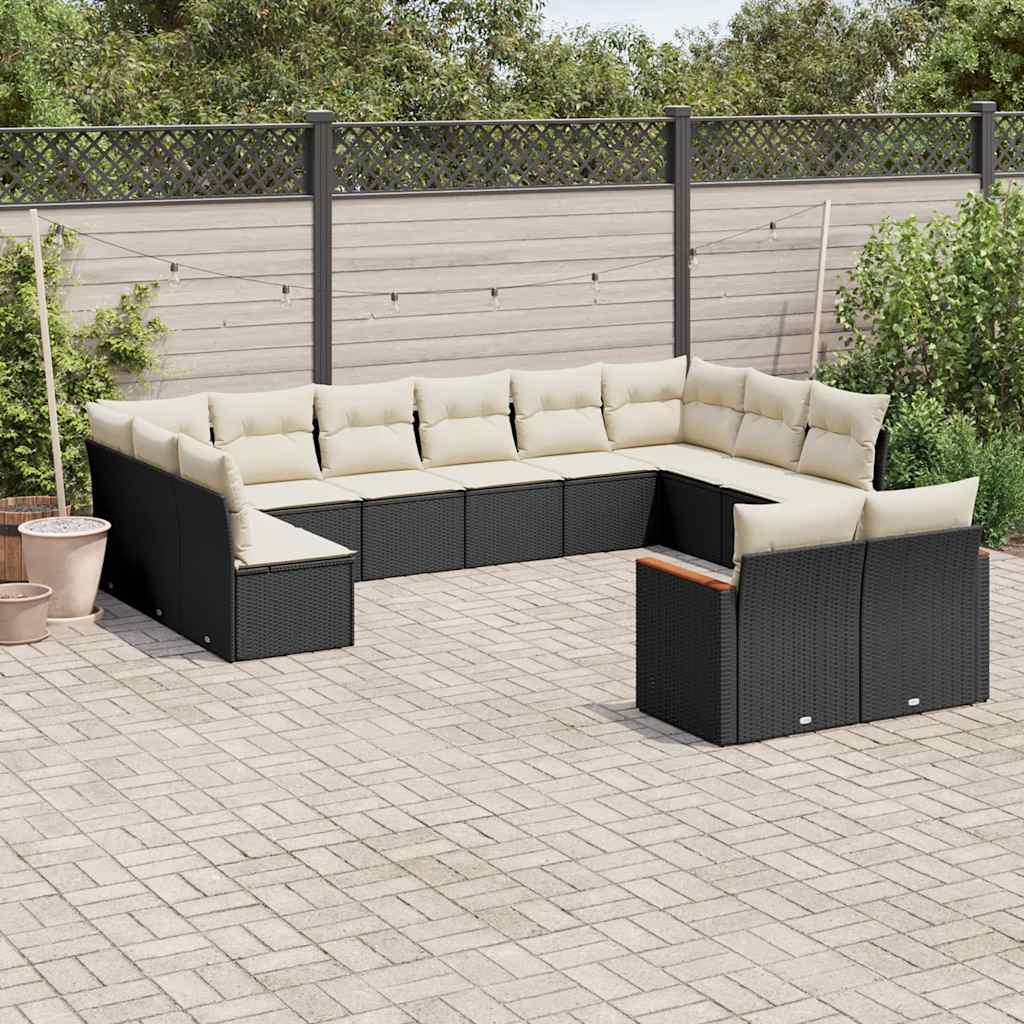 sofasæt til haven 12 dele med hynder polyrattan sort