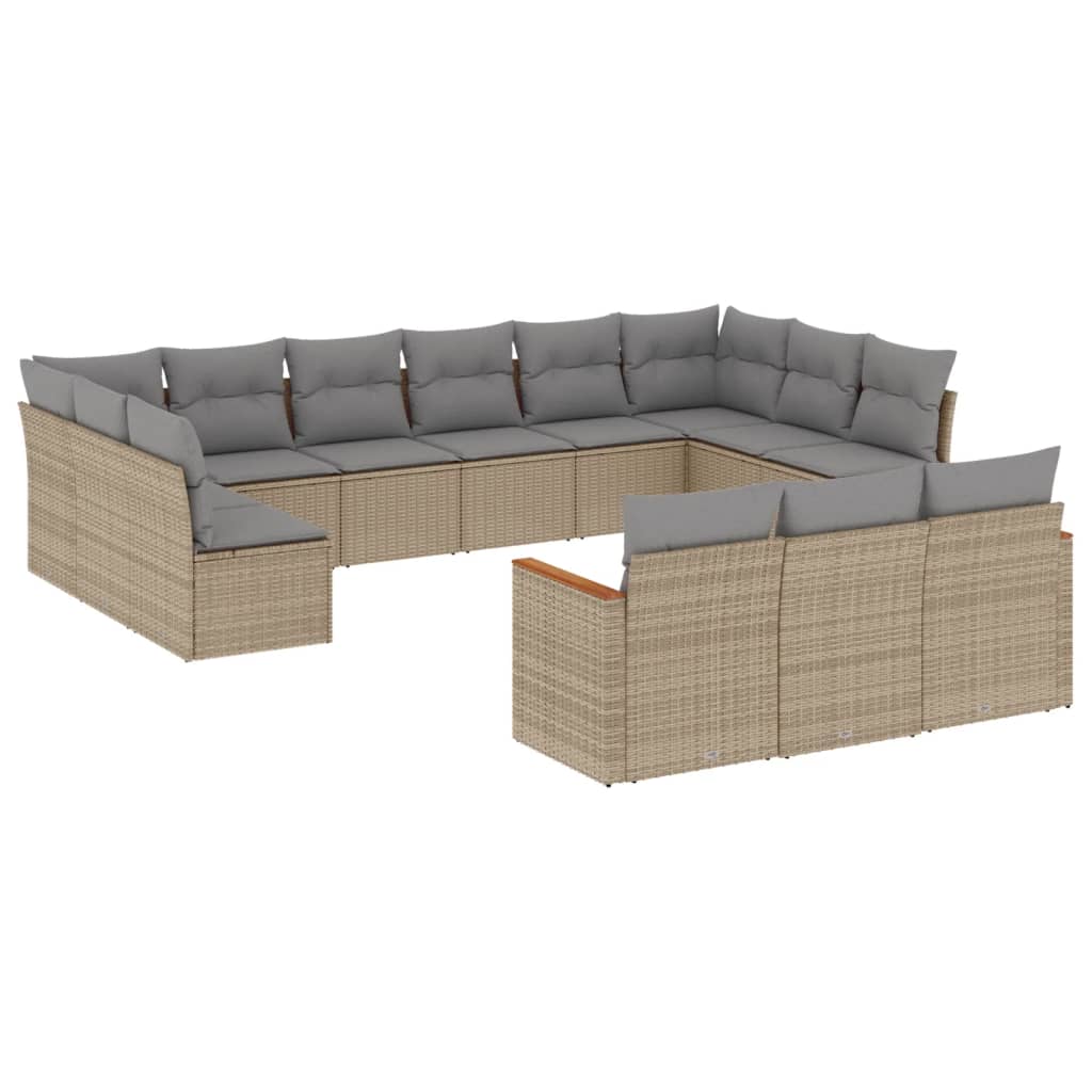 sofasæt til haven 13 dele med hynder polyrattan beige