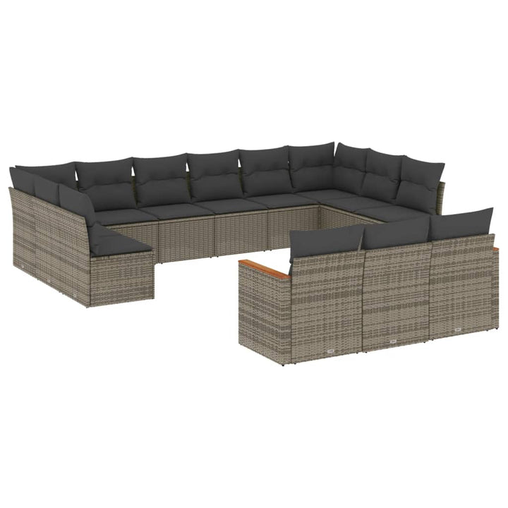sofasæt til haven 13 dele med hynder polyrattan grå