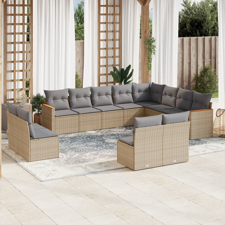 sofasæt til haven 12 dele med hynder polyrattan beige