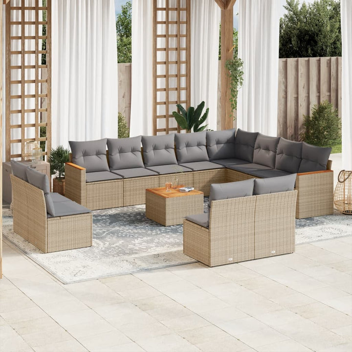 sofasæt til haven 13 dele med hynder polyrattan beige