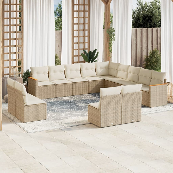 sofasæt til haven 13 dele med hynder polyrattan beige
