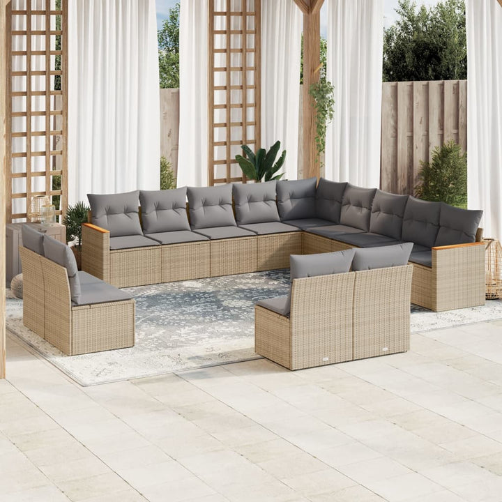 sofasæt til haven 13 dele med hynder polyrattan beige