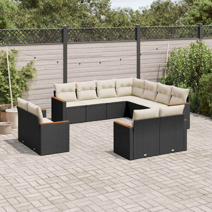sofasæt til haven 11 dele med hynder polyrattan sort