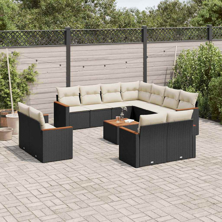 sofasæt til haven 12 dele med hynder polyrattan sort