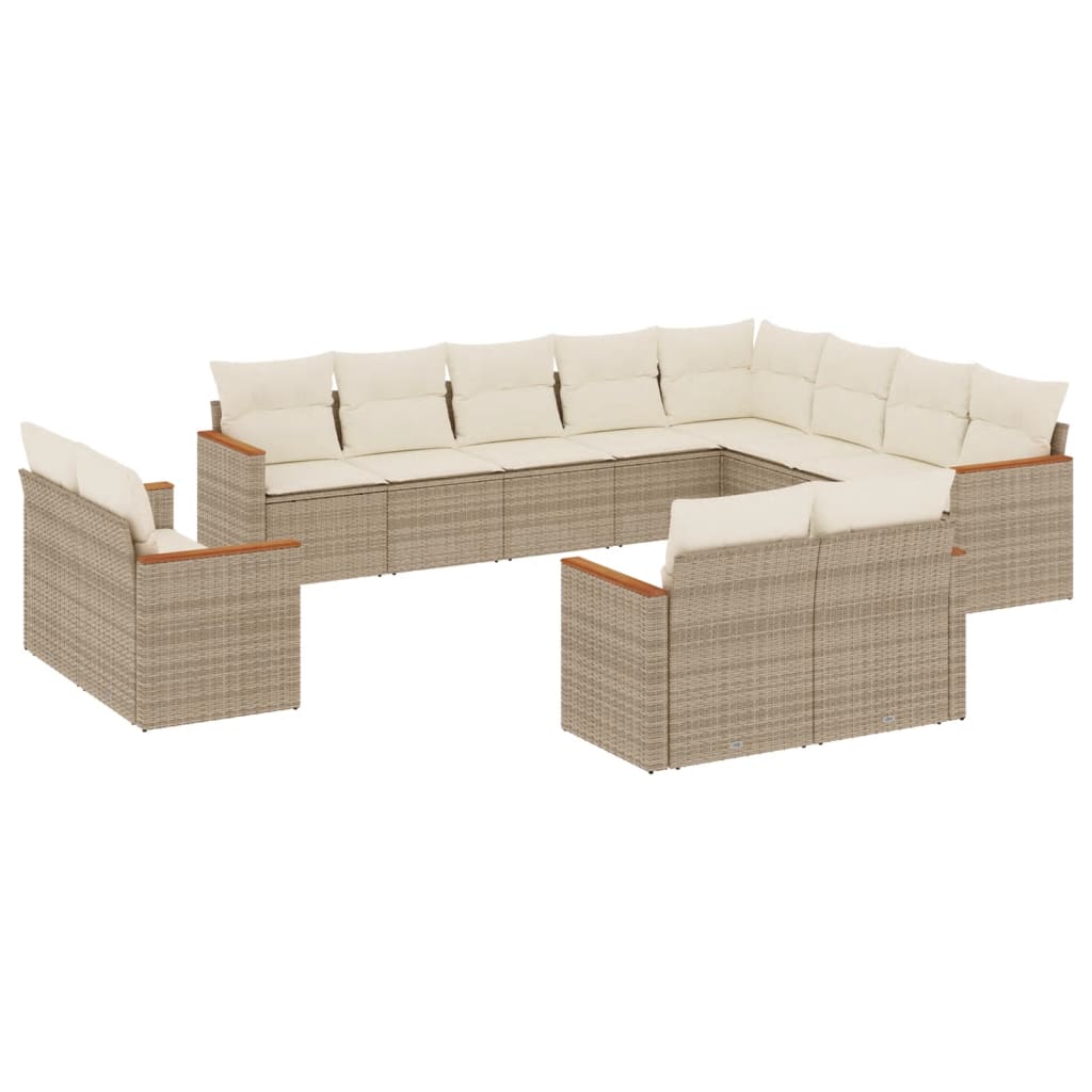 sofasæt til haven 12 dele med hynder polyrattan beige