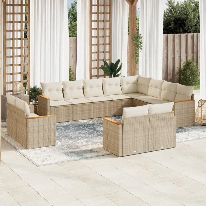 sofasæt til haven 12 dele med hynder polyrattan beige