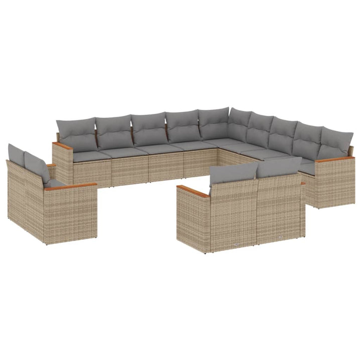 sofasæt til haven 13 dele med hynder polyrattan beige